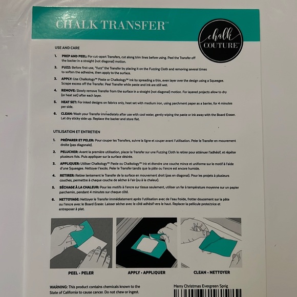 Merry Christmas Evergreen Sprig Chalk Couture Transfer Size B - Picture 3 of 3